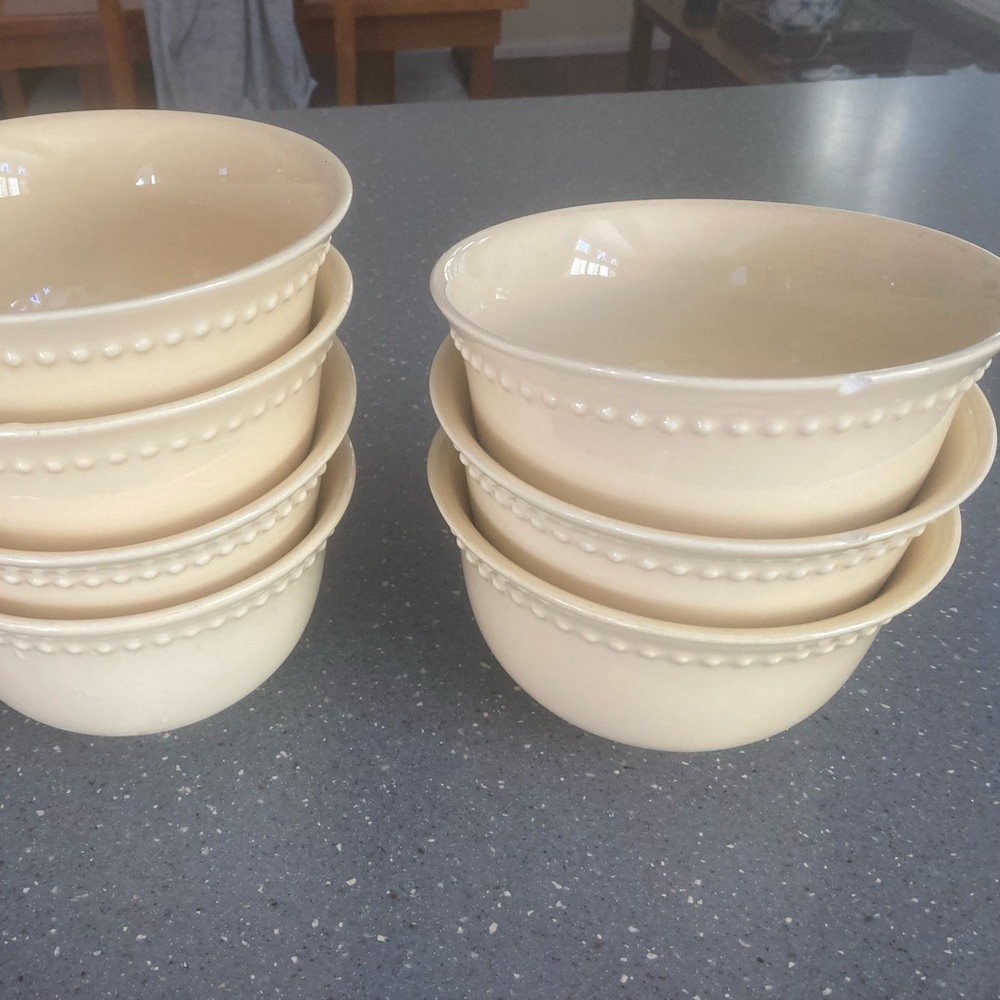 Pottery Barn Yellow Cream Emma Bowls